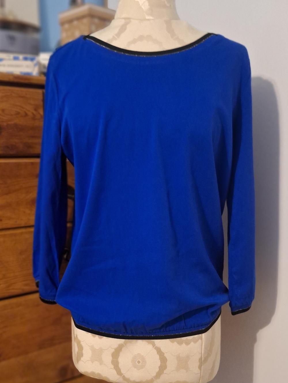 Sandwich Long Sleeve Top with Black & Sparkle Trim